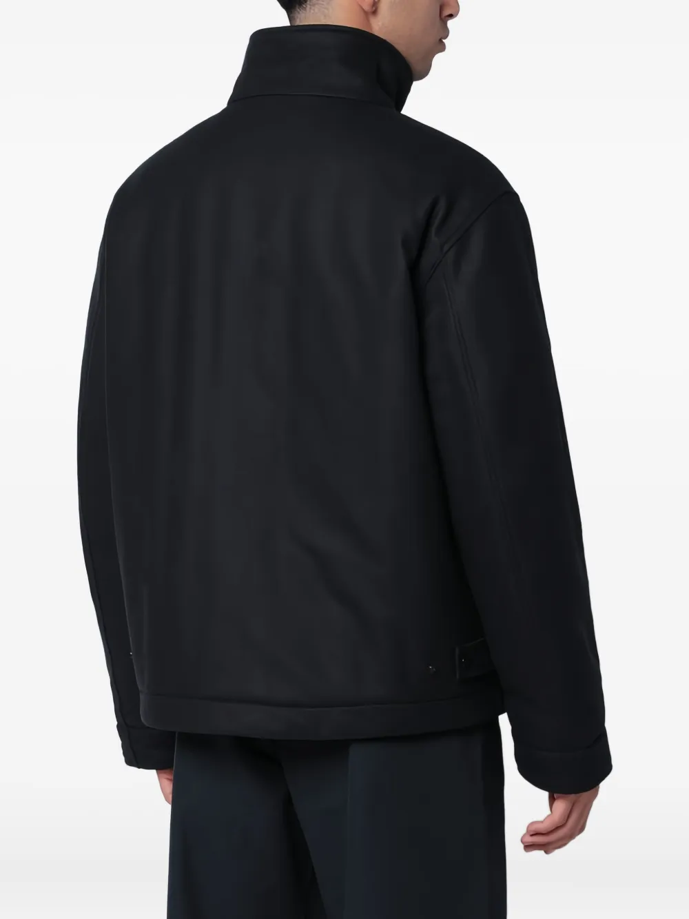 Stone Island Navy Blue Wool Flannel Jacket In Blue