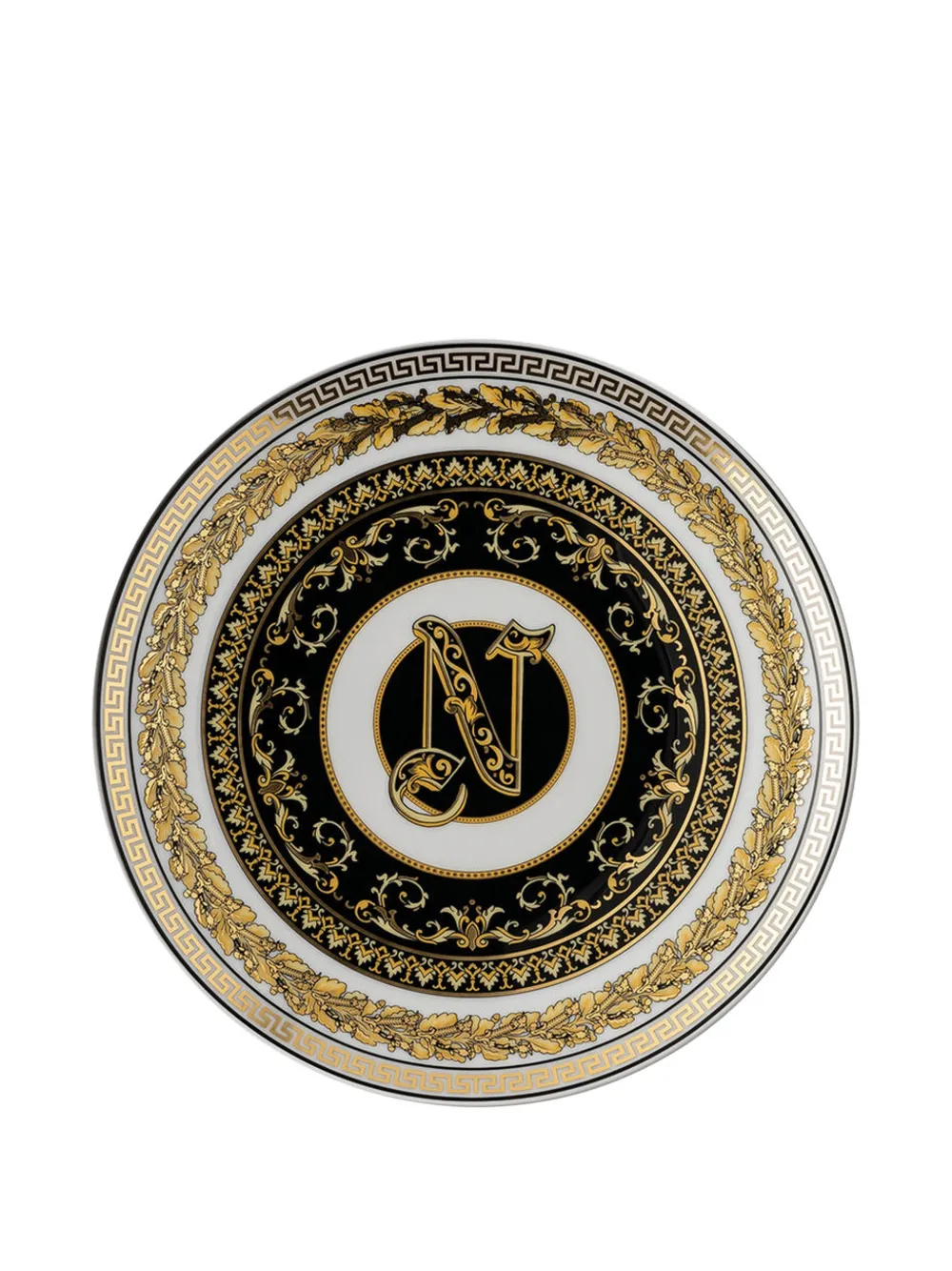 Versace Home Virtus Alphabet N decorated plate | Black | Image 1