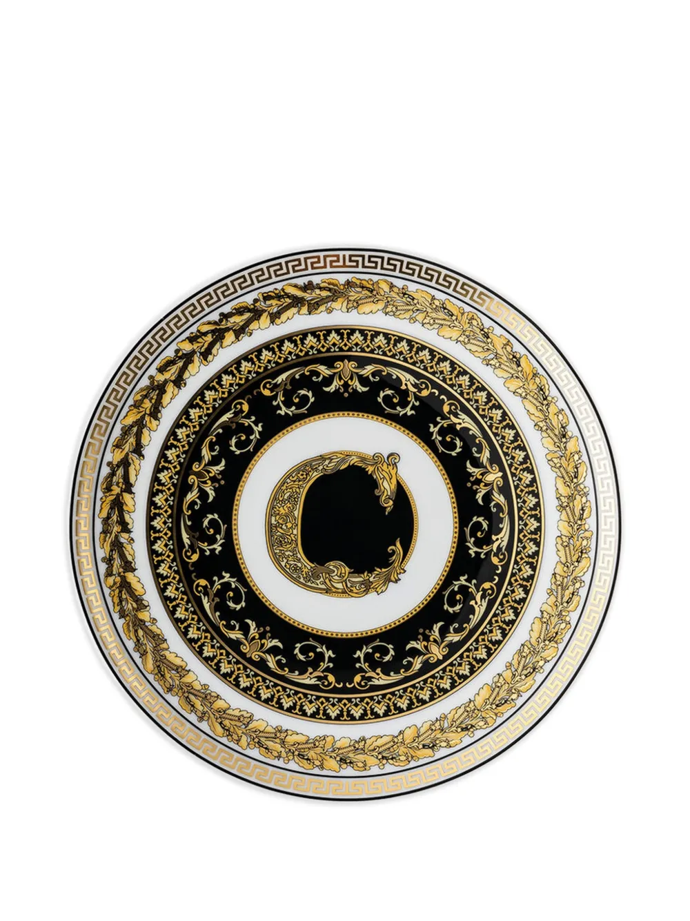 Versace Home Virtus Alphabet C decorated plate | Black | Image 1