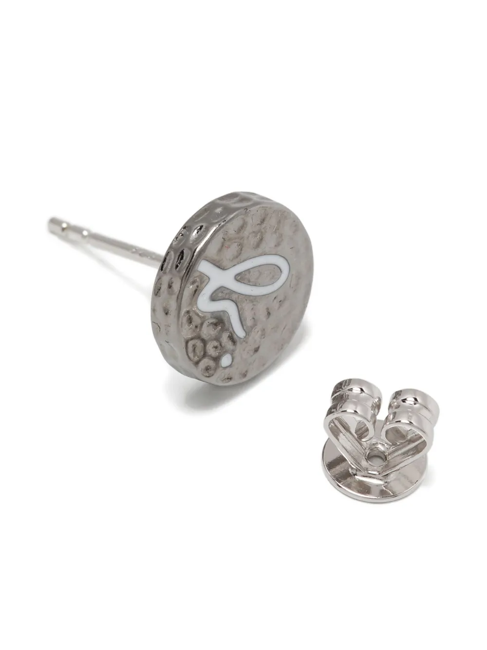 Agnès B. Logo-debossed Earring In Metallic