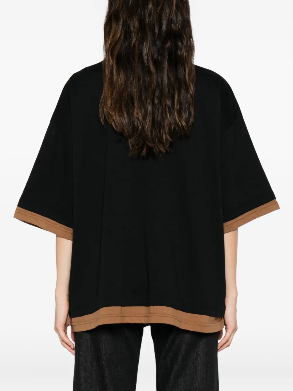 Gcds Leopard-print Trim T-shirt In Black