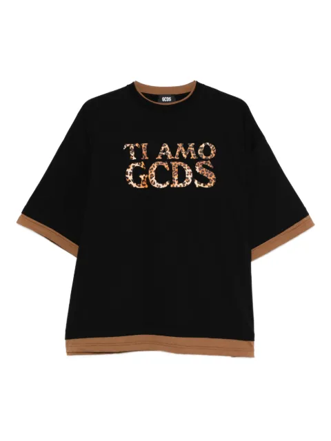 GCDS playera con ribete de leopardo