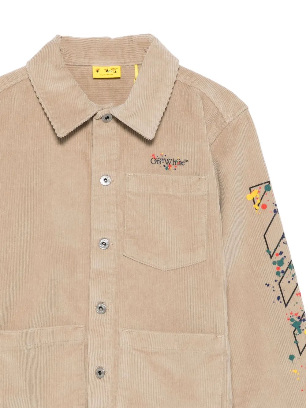 Off-White Kids Ribfluwelen shirtjack Beige