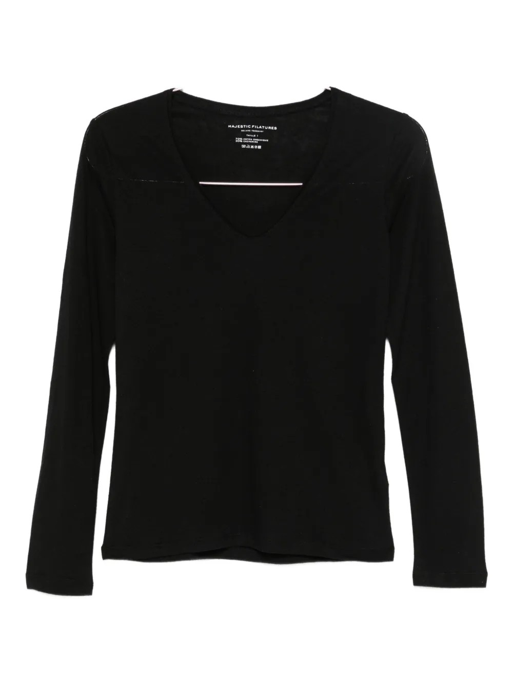 Majestic Filatures long-sleeved V-neck top | Black | Image 1