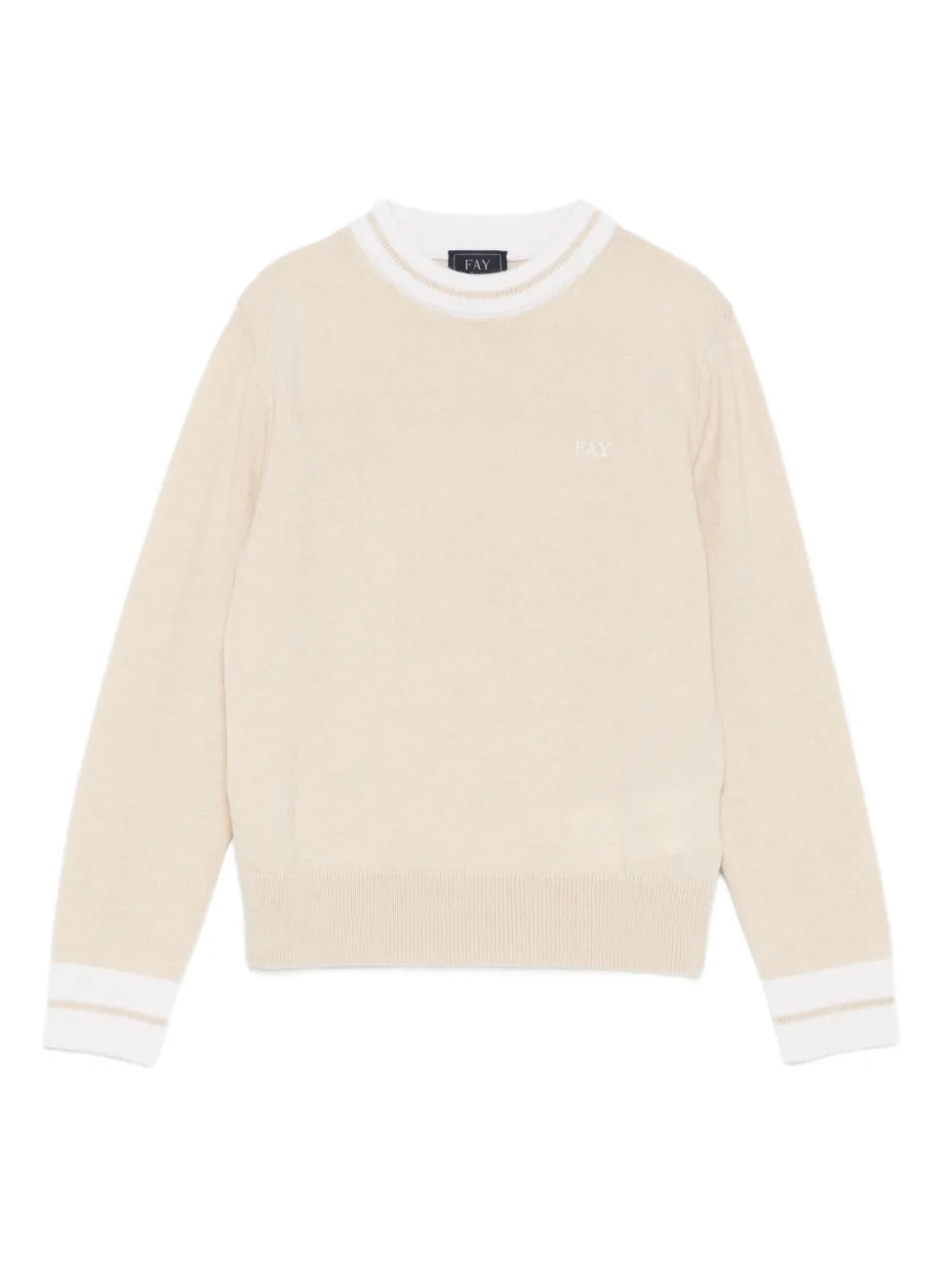 Fay Striped-trim Jumper In Neutral