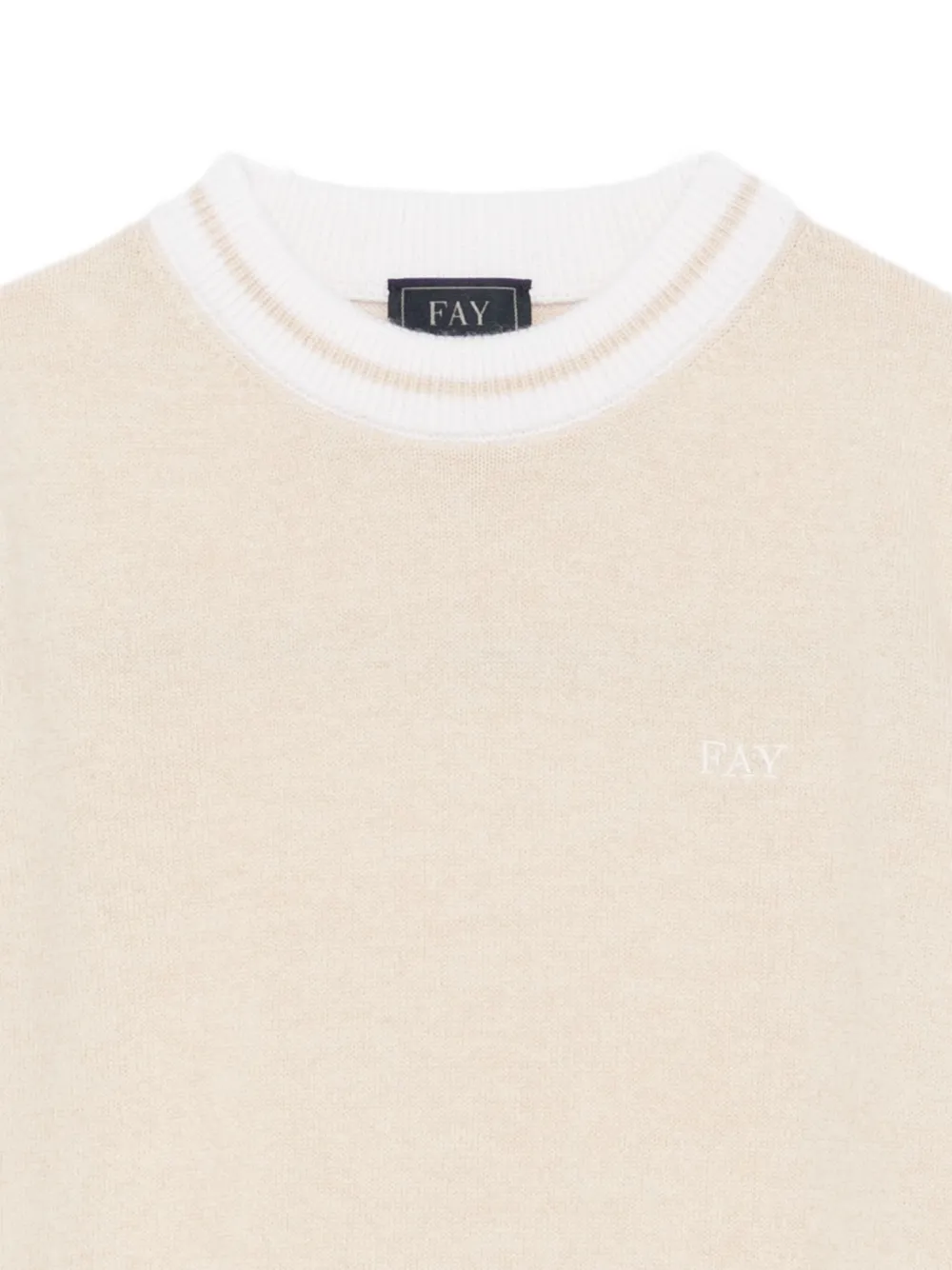 Fay Striped-trim Jumper In Neutral