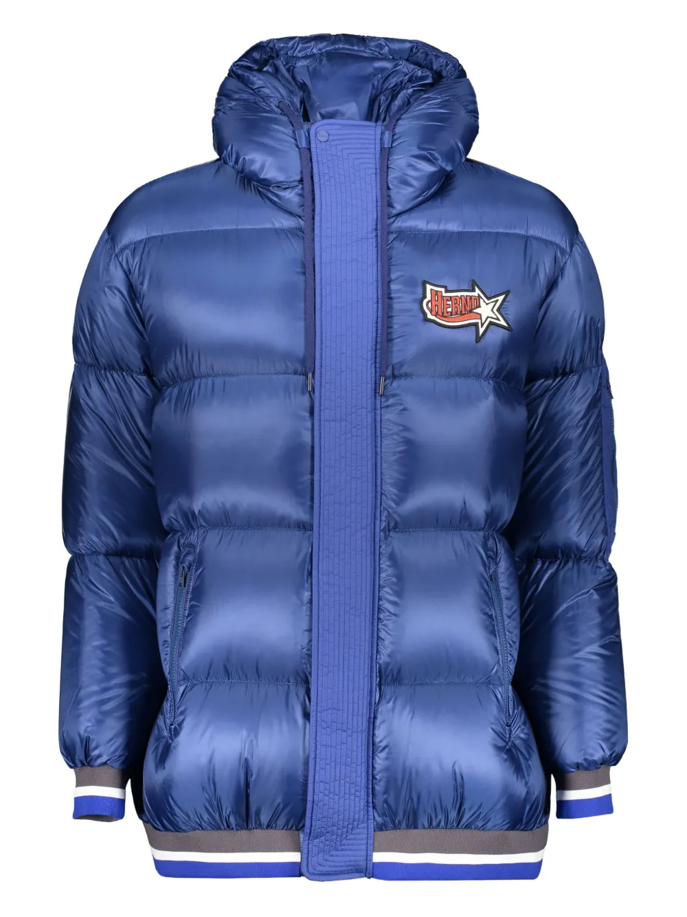 Herno logo-patch hooded puffer jacket - ブルー Herno logo-patch hooded puffer jacket - ブルー