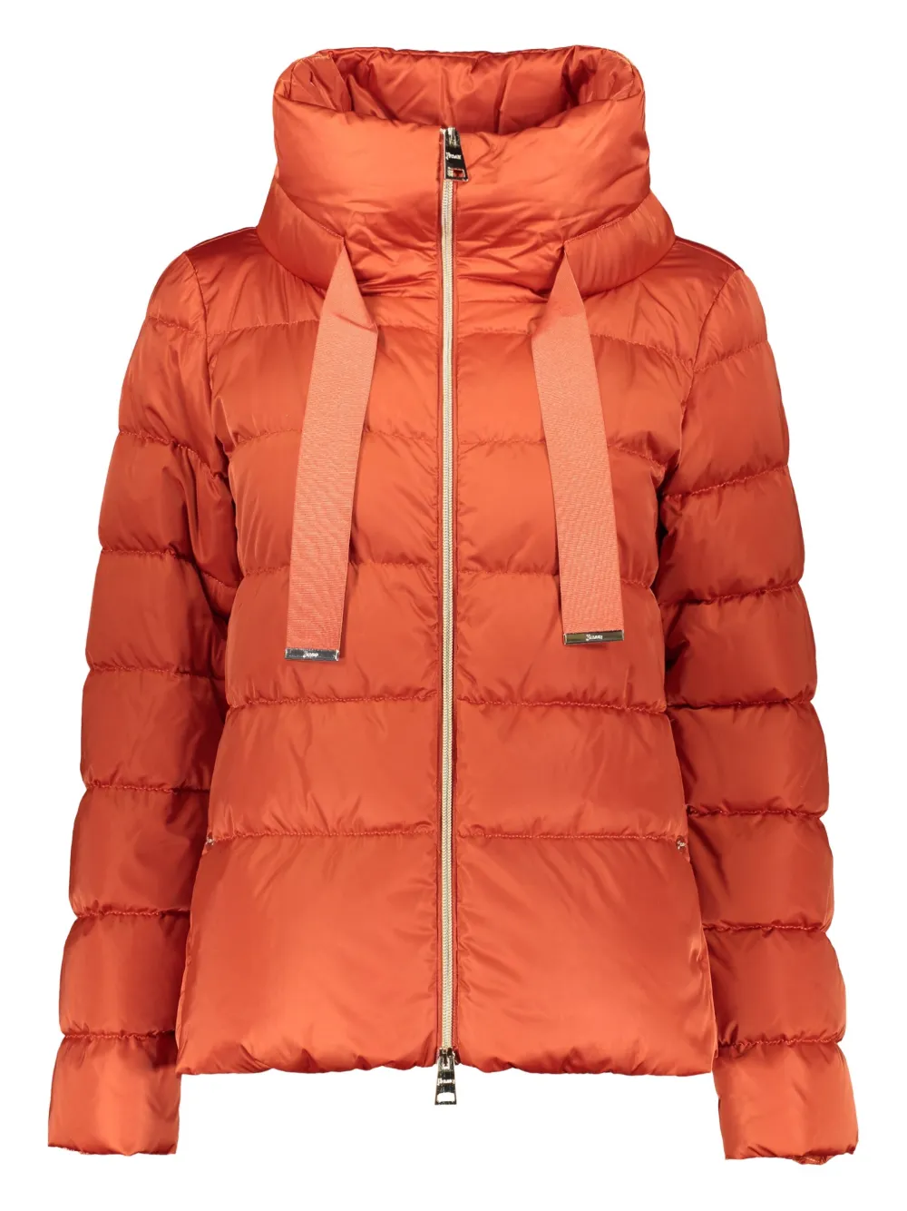 Herno Stand Up-collar Zip-up Puffer Jacket In Orange