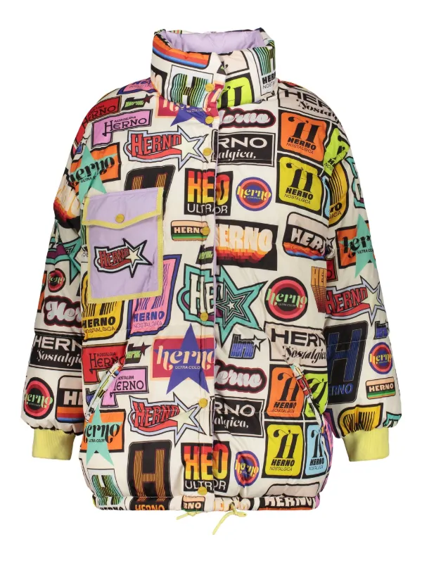 Herno Printed Reversible Puffer Jacket in White