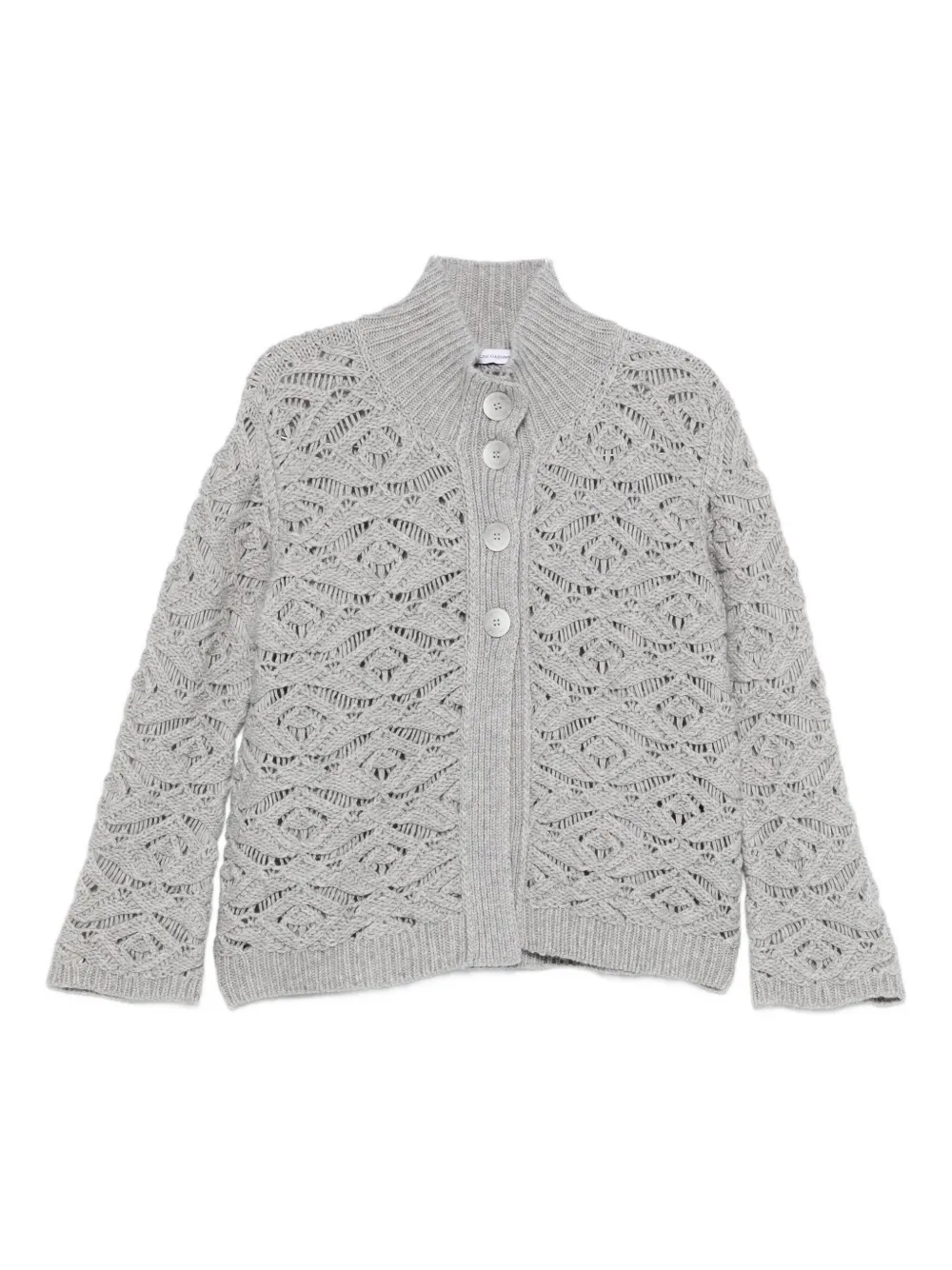 TABARONI CASHMERE open-knit cardigan - グレー TABARONI CASHMERE open-knit cardigan - グレー