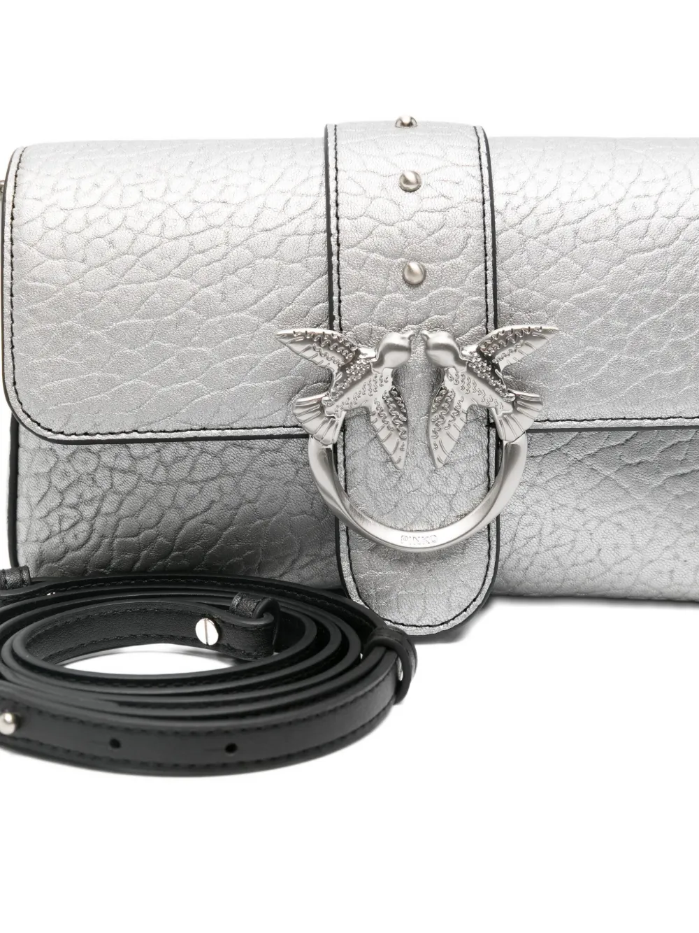 Pinko Love Birds Crossbody Bag In Silver