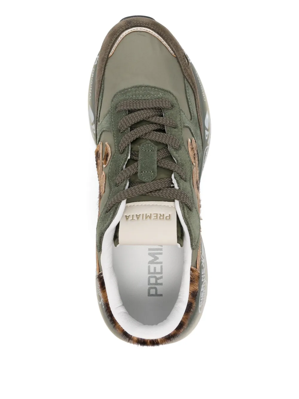 Premiata Lauryn sneakers met luipaardprint Groen
