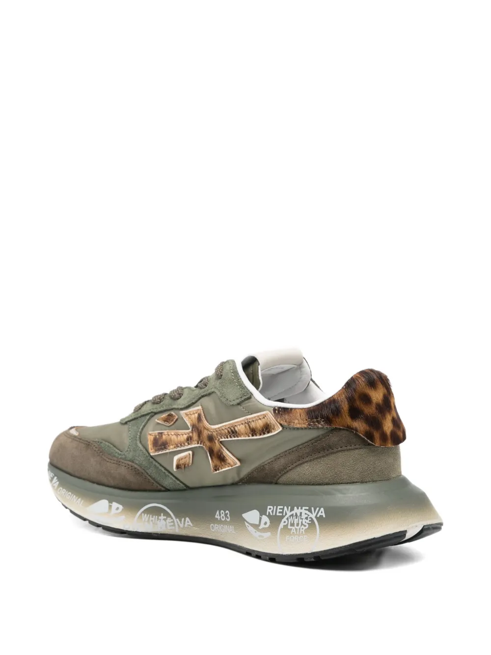 Premiata Lauryn sneakers met luipaardprint Groen