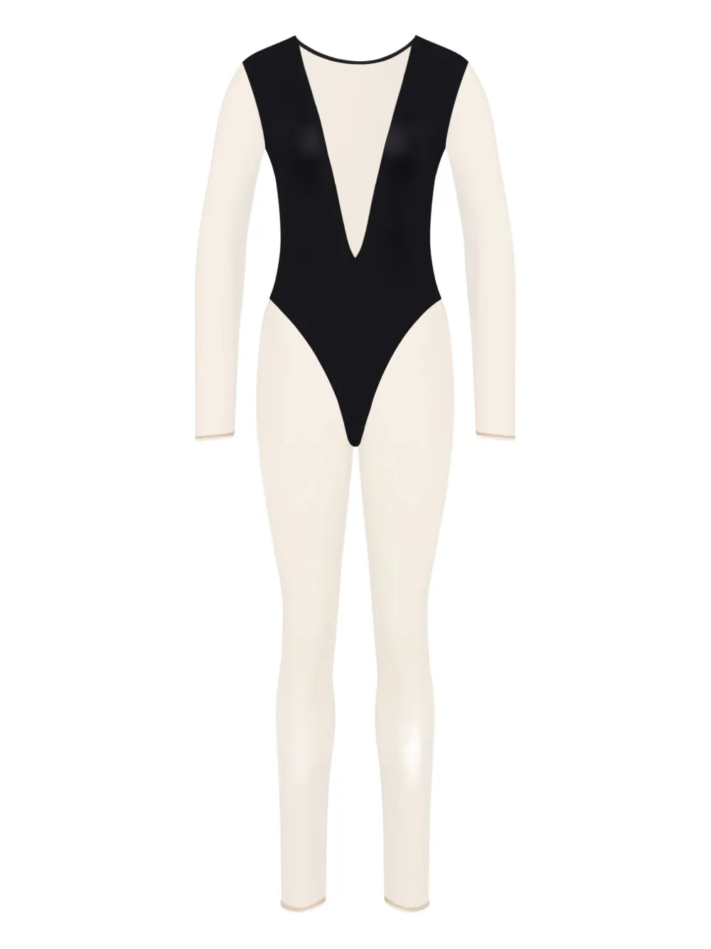 Maison Close v-neck long-sleeve jumpsuit - ブラック Maison Close v-neck long-sleeve jumpsuit - ブラック