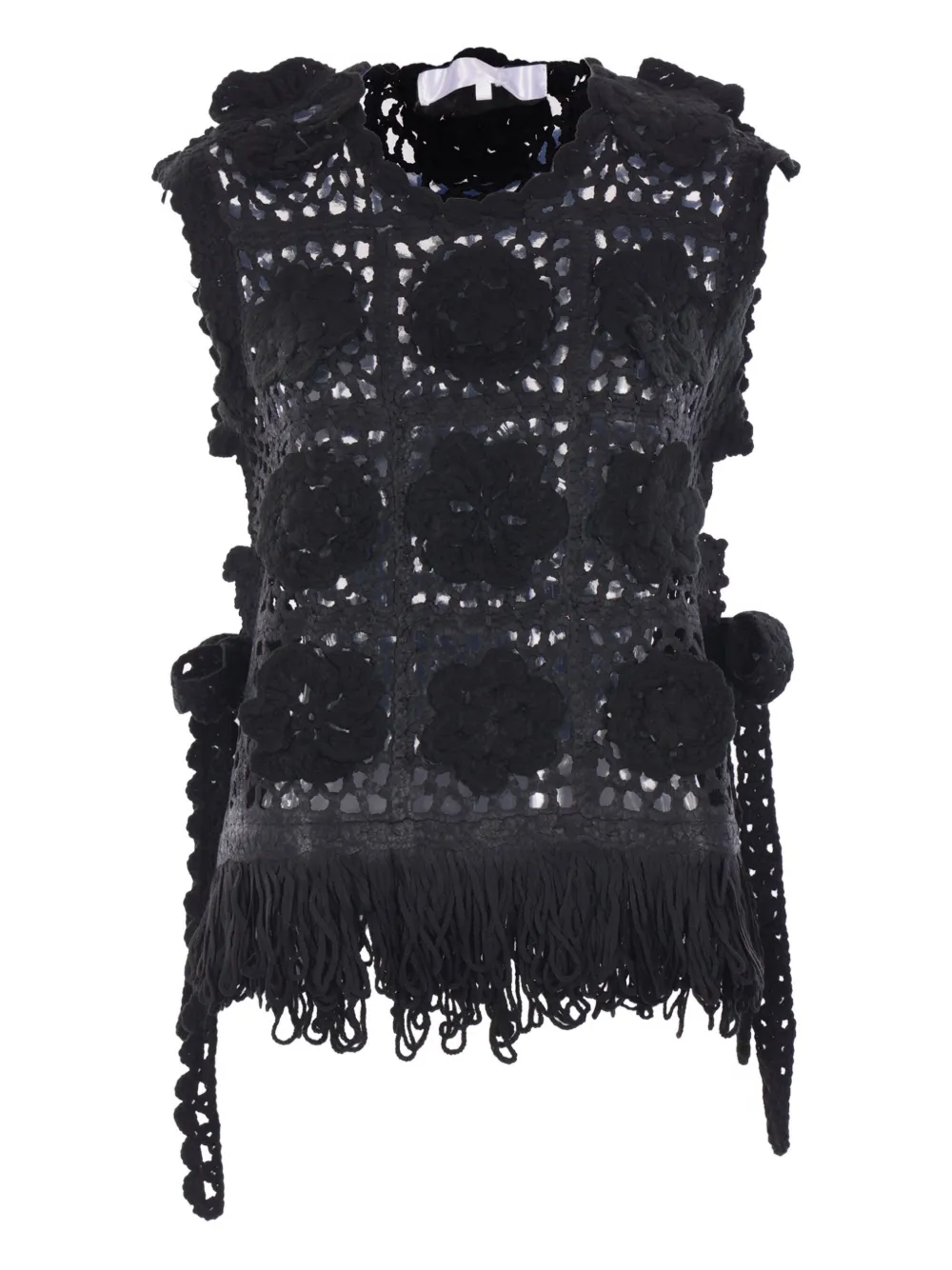 Comme Des Garçons Tao Floral Fringe Top In Multi