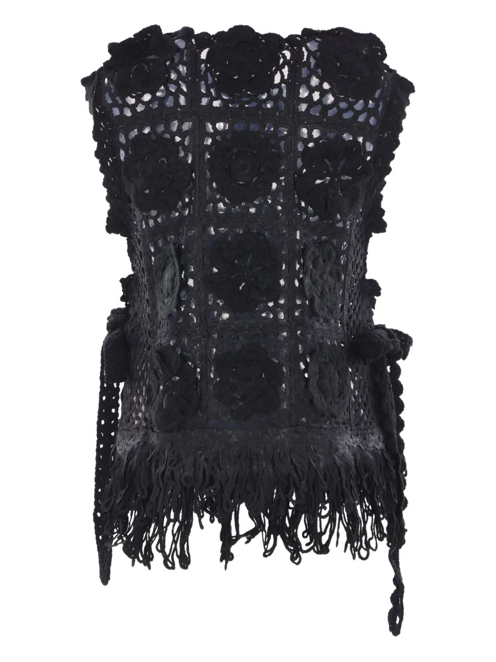 Comme Des Garçons Tao Floral Fringe Top In Multi