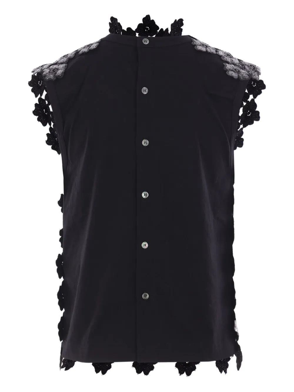 Comme des Garçons TAO floral appliqué top - Zwart