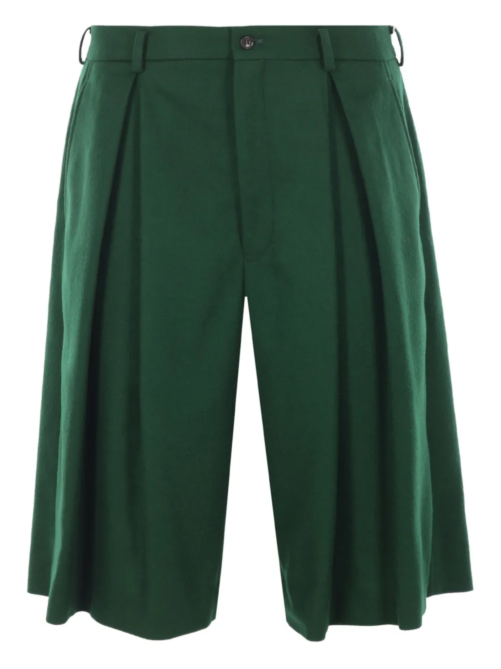 Comme des Garçons Homme Plus pleated darted wool shorts | Green | Image 1