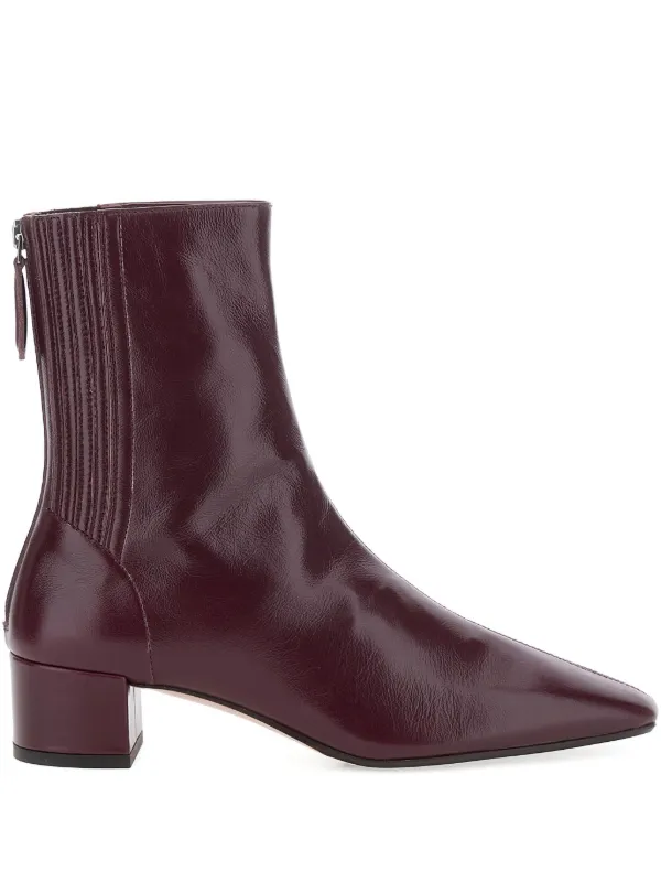 Aquazzura 35mm Leather Zip-fastening Boots in Red