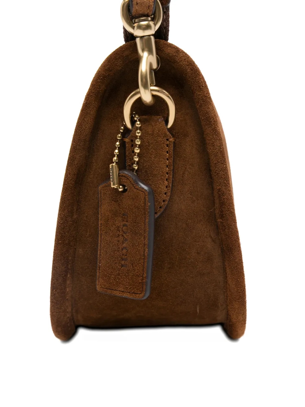 Coach Chain-strap Suede Satchel Bag In Brown