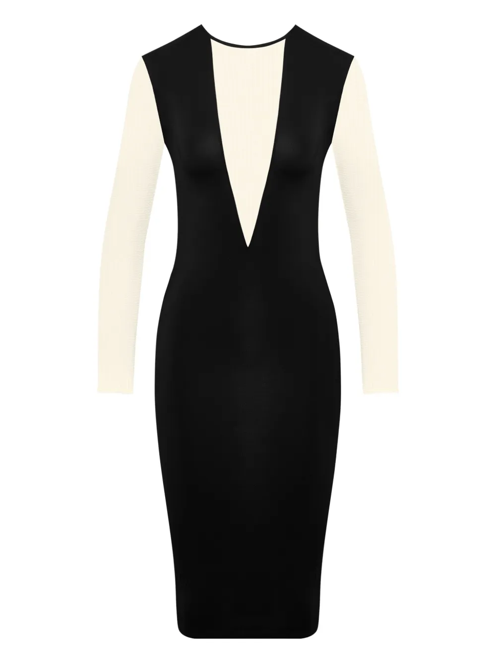 Maison Close v-neck long-sleeve mini dress - ブラック Maison Close v-neck long-sleeve mini dress - ブラック