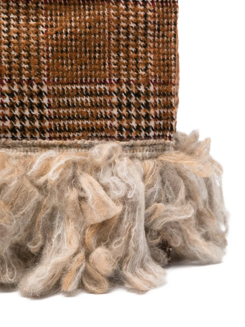 La Milanesa Checked Fringed Tote Bag In Brown
