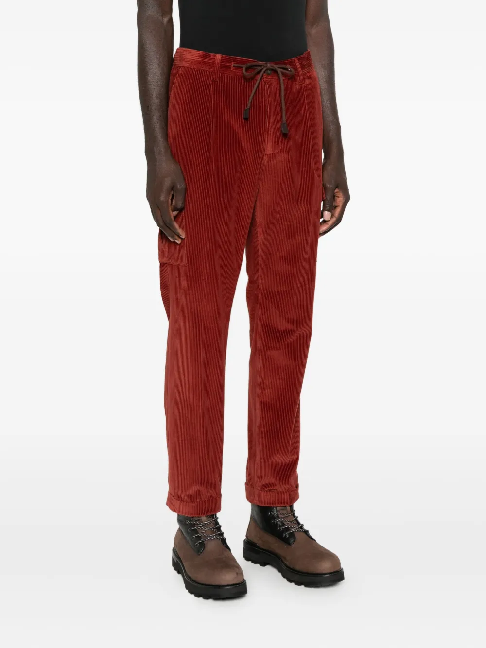 Gran Sasso Corduroy Cargo Trousers In Burgundy