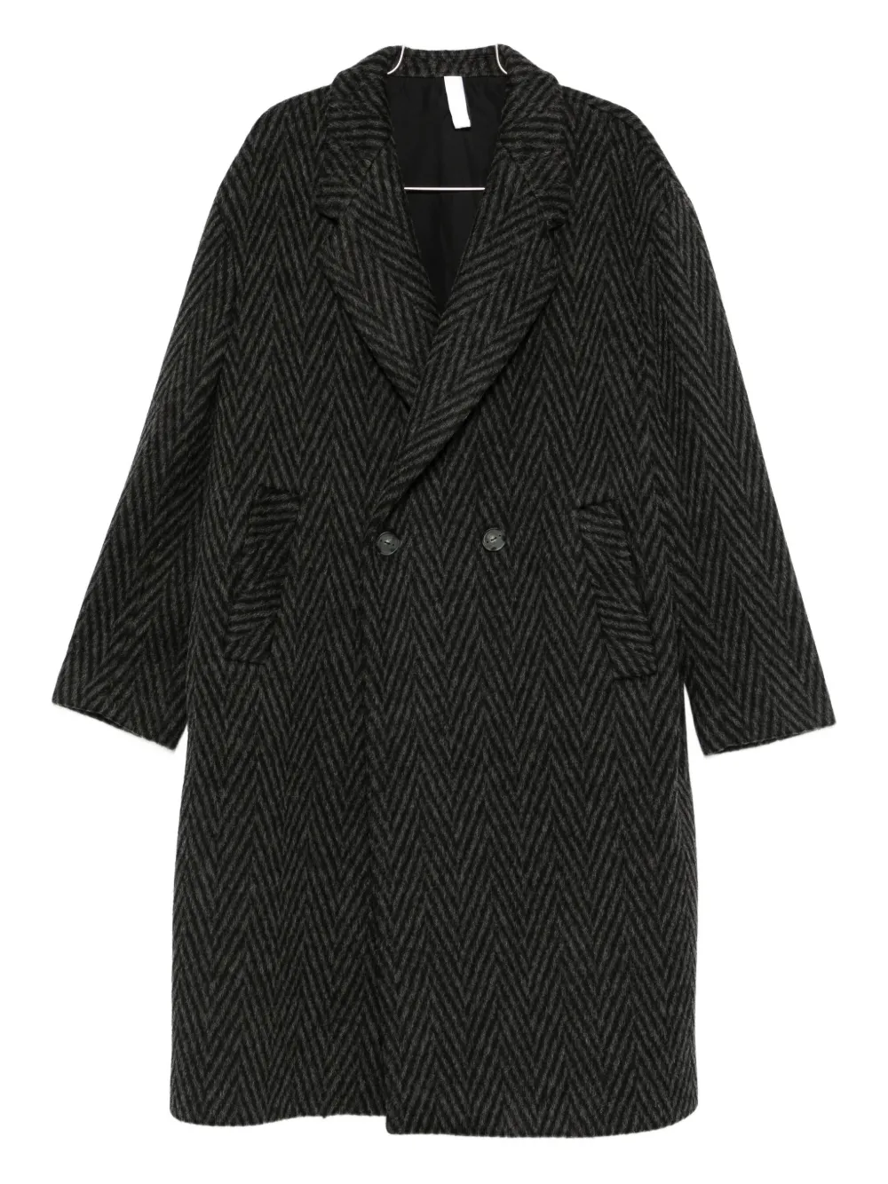 Hevo double-breasted herringbone coat - ブラック Hevo double-breasted herringbone coat - ブラック