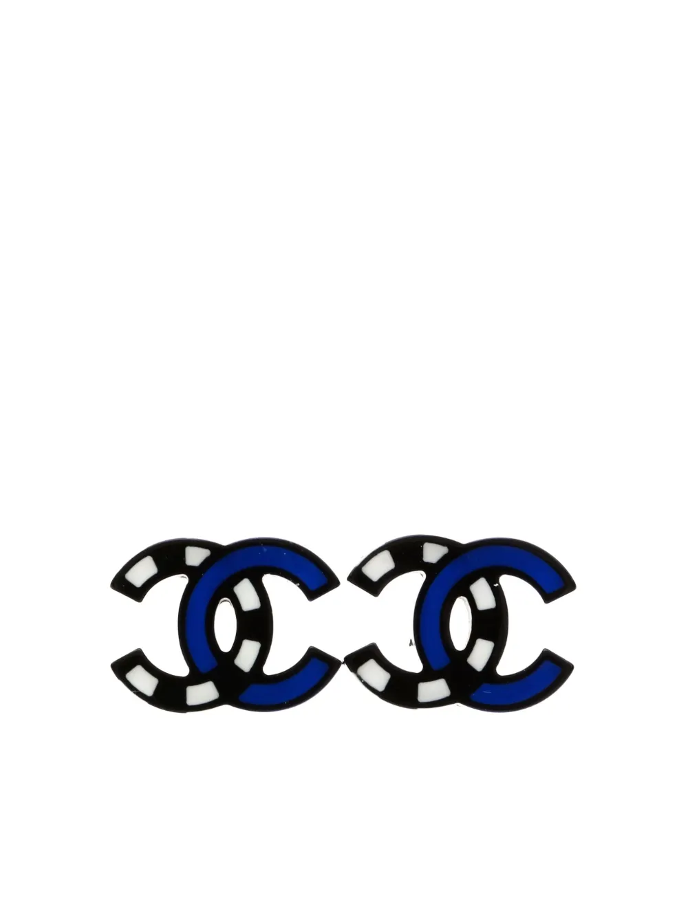 CHANEL Pre-Owned 2018 Interlocking CC earrings - ブラック CHANEL Pre-Owned 2018 Interlocking CC earrings - ブラック