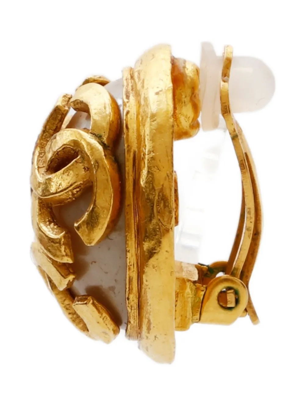 Pre-owned Chanel 1994 Coco Mark Clip-on Earrings In Gold
