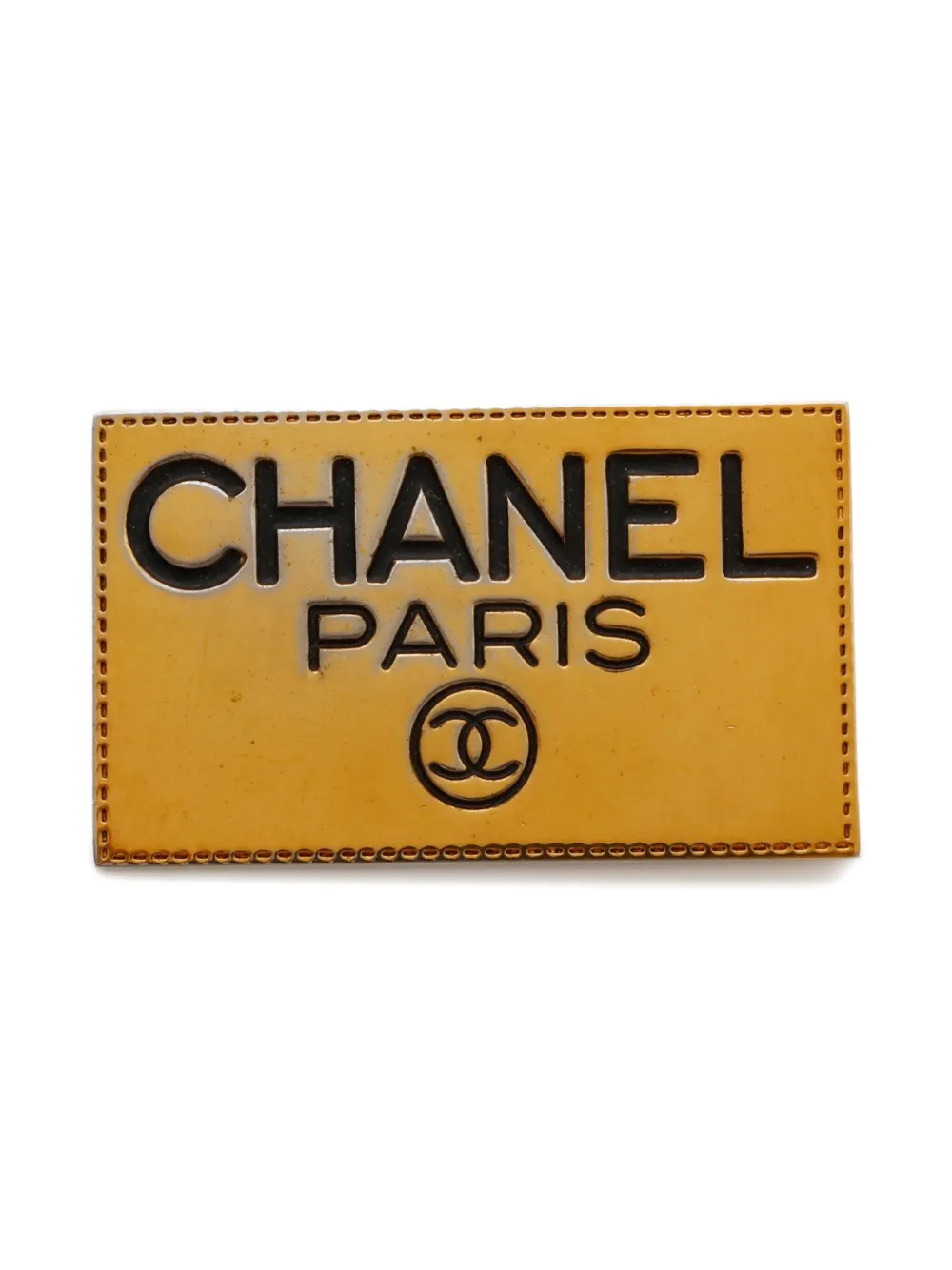 CHANEL Pre-Owned 1970-1980s ロゴプレート ブローチ - ゴールドトーン CHANEL Pre-Owned 1970-1980s ロゴプレート ブローチ - ゴールドトーン