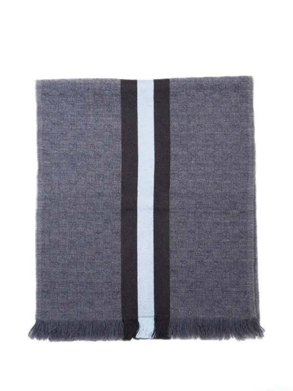 Gucci Pre-Owned 2010s GG Supreme Striped Scarf Grey FARFETCH IN