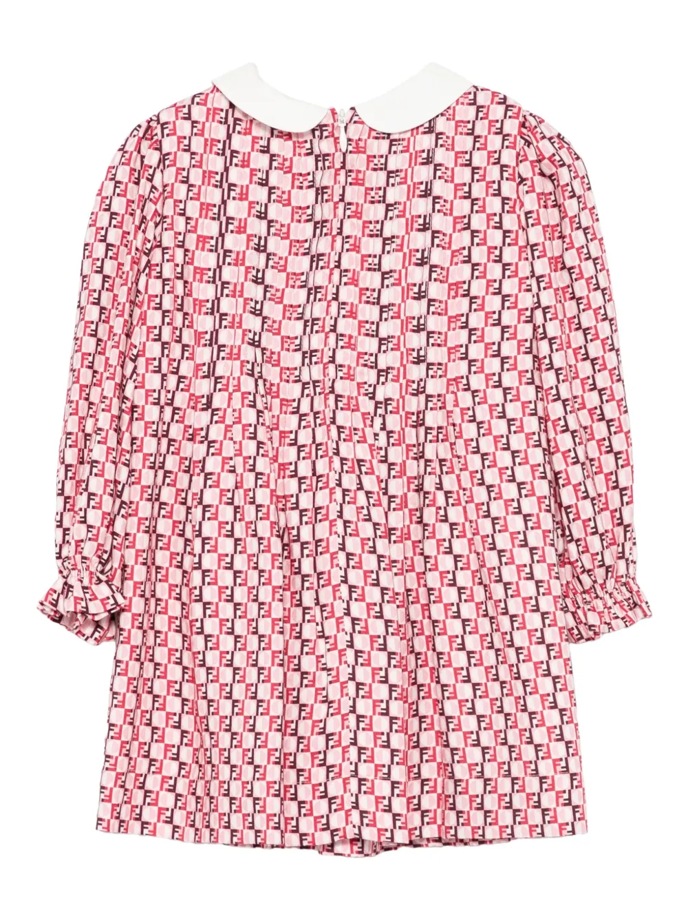 Fendi Kids Katoenen jurk met FF-patroon Rood