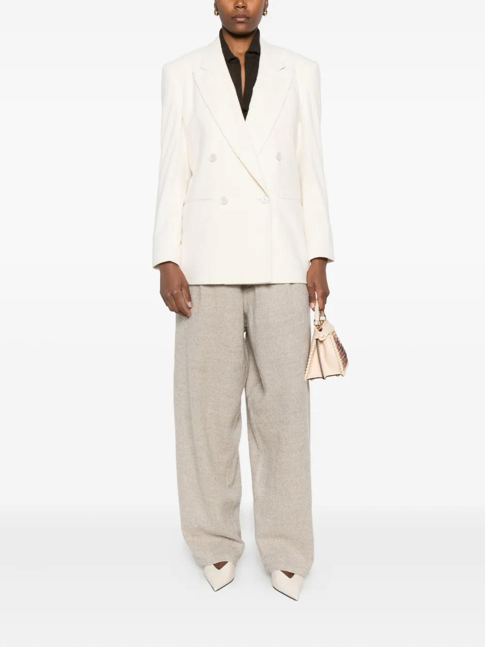 Lardini Double-breasted Corduroy Blazer In Neutral