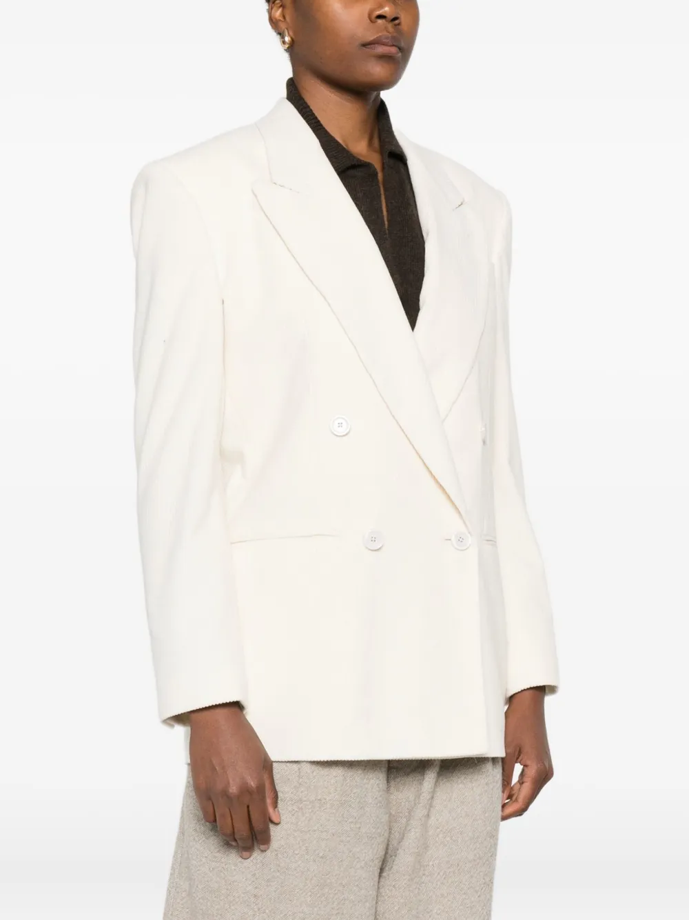 Lardini Double-breasted Corduroy Blazer In Neutral