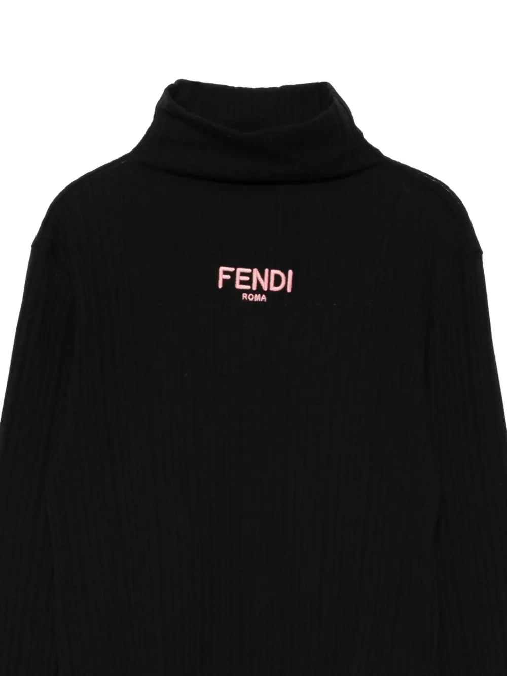 Fendi Ribbed-knit Jumper In Black