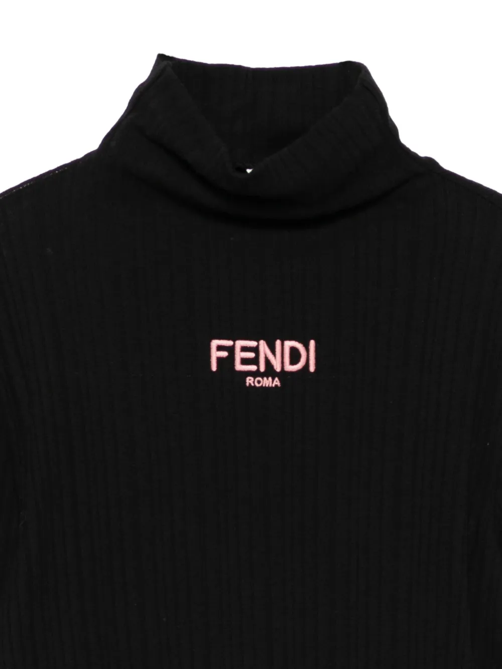 Fendi Kids Ribgebreide maxi-jurk Zwart
