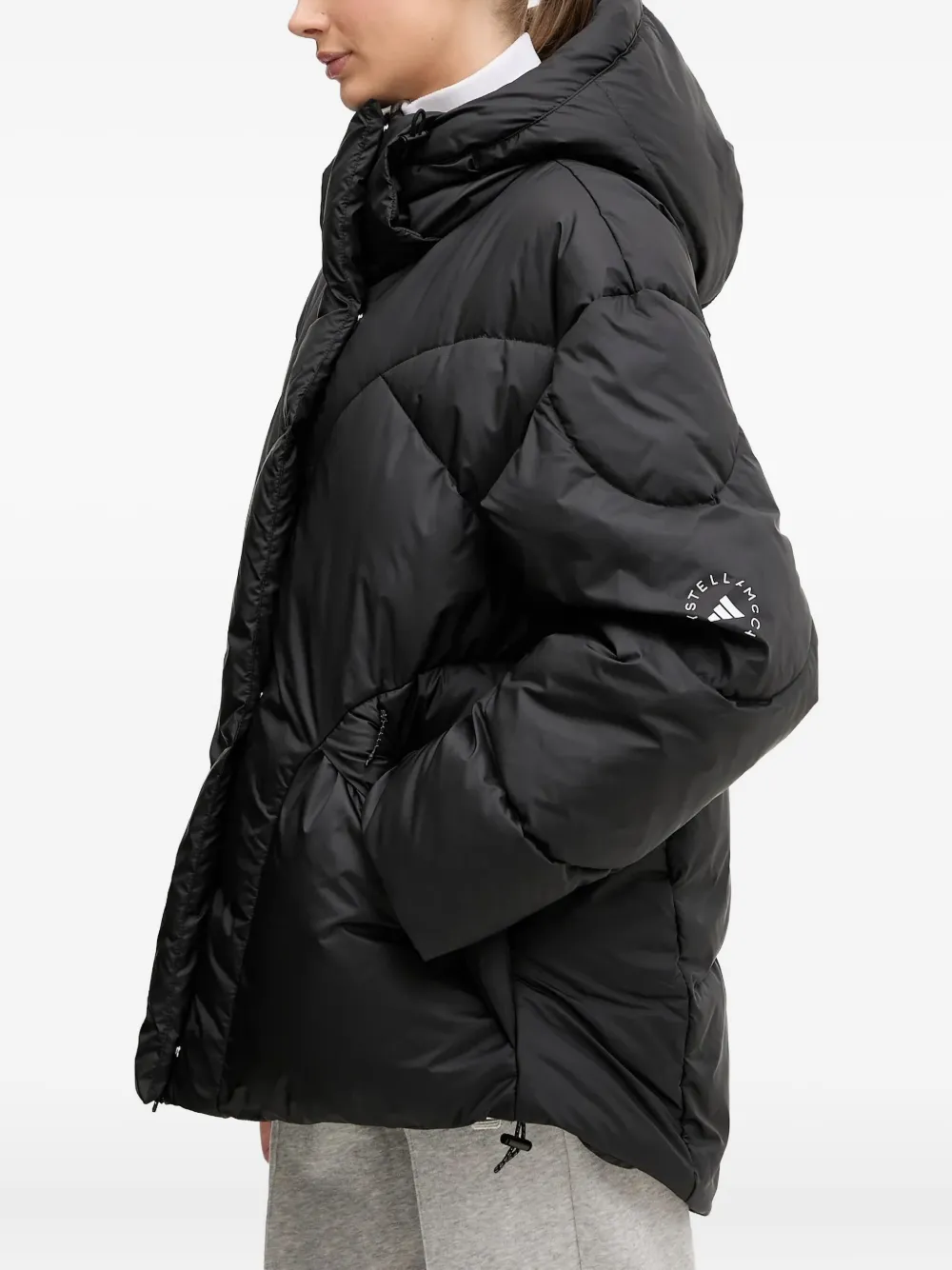 Adidas By Stella Mccartney Quilted Hooded Jacket In Black