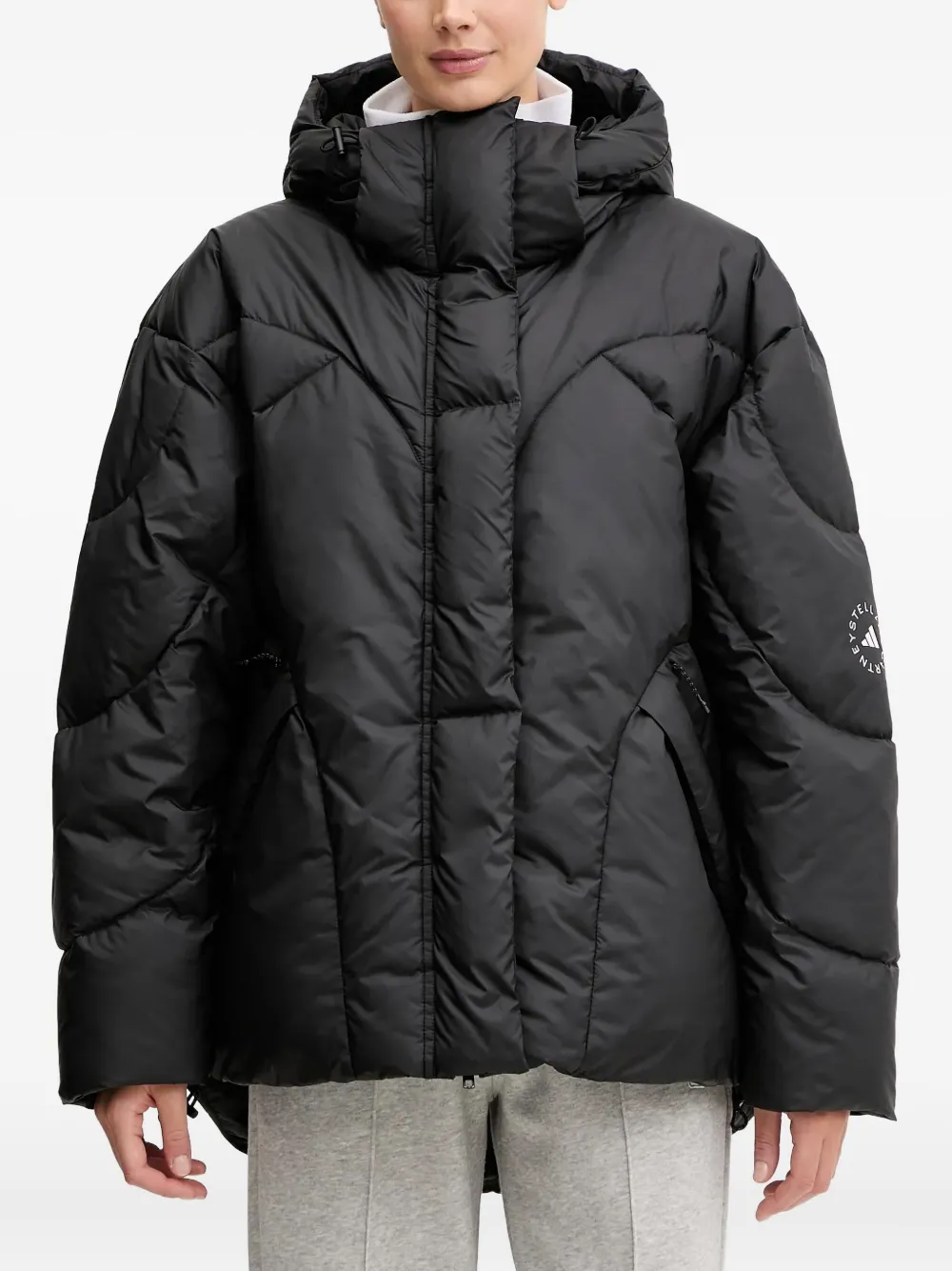 Adidas By Stella Mccartney Quilted Hooded Jacket In Black