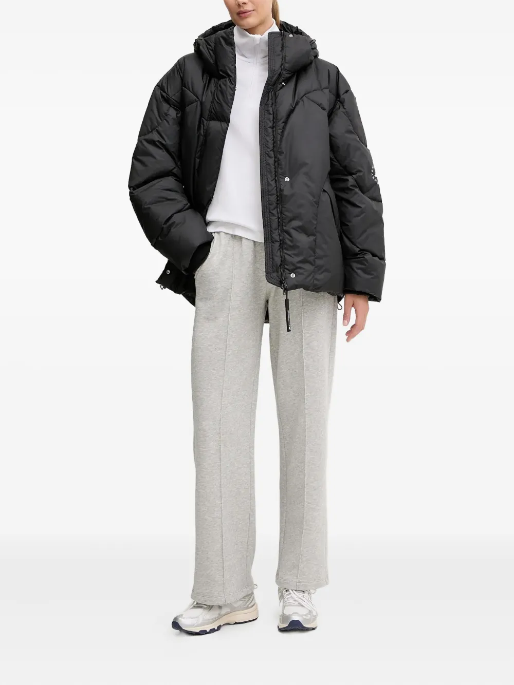 Adidas By Stella Mccartney Quilted Hooded Jacket In Black