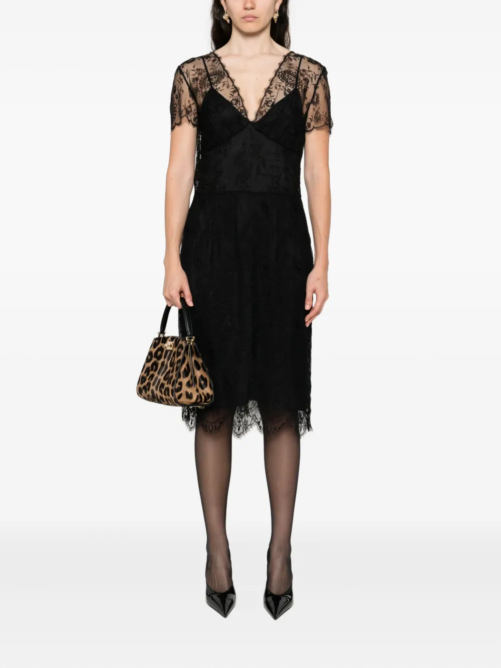 Prada Jurk met V-hals - Zwart