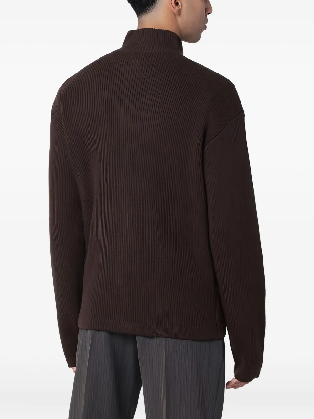 Soft Goat Gerippter Cardigan Mit Reissverschluss In Brown