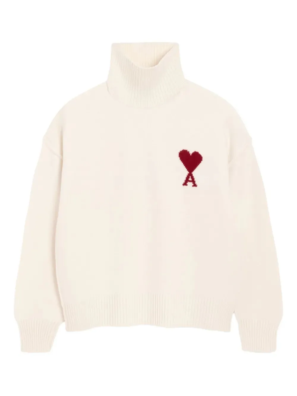 AMI Paris Ami De Coeur funnel-neck wool sweater | Neutrals | Image 1