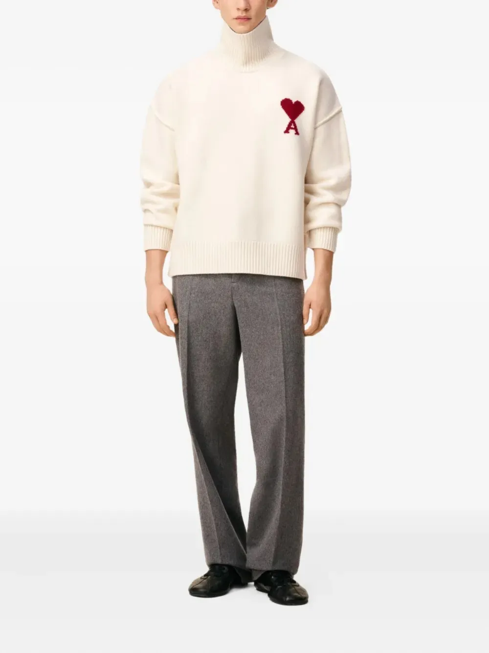 AMI Paris Ami De Coeur funnel-neck wool sweater | Knitted Sweaters | Image 2
