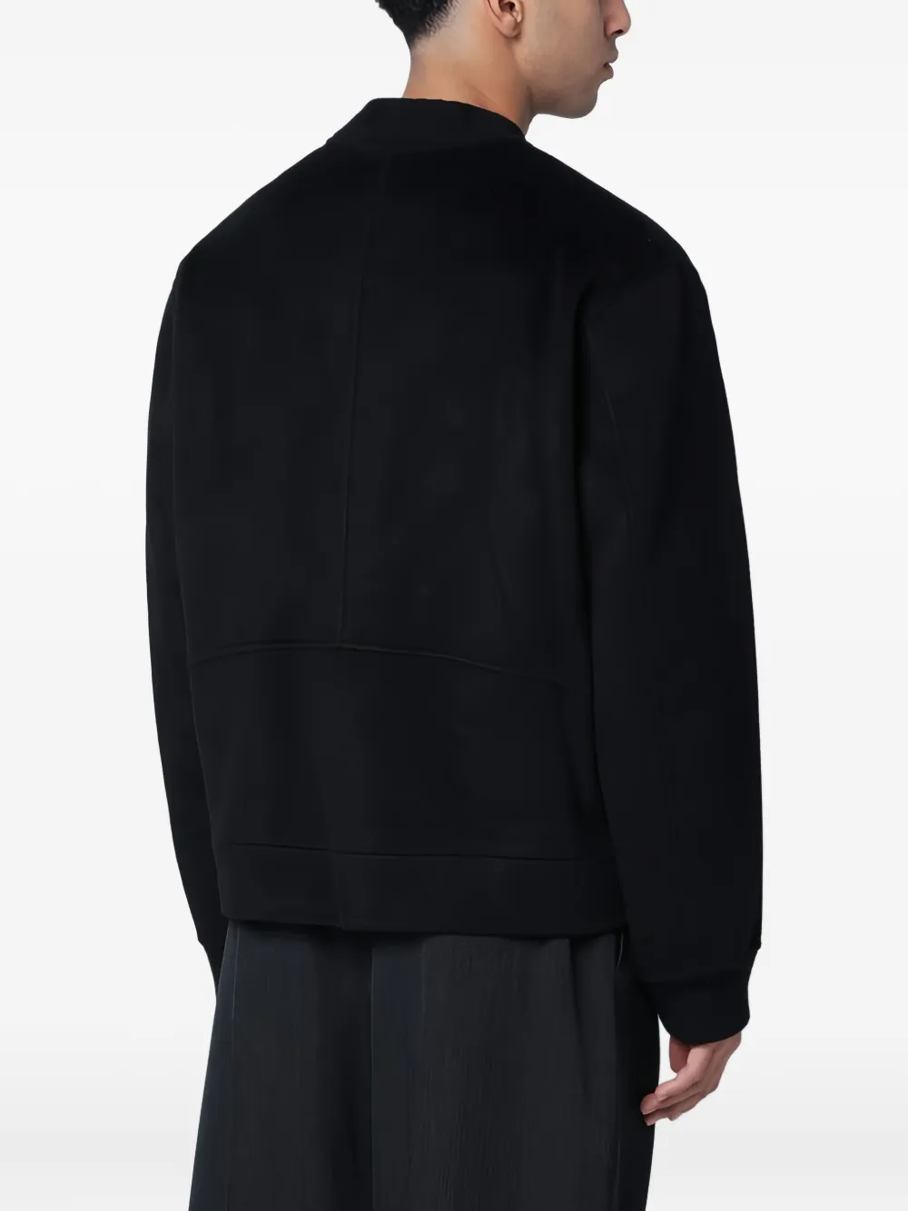 Soft Goat Black Wool And Cashmere Zip Cardigan In Black