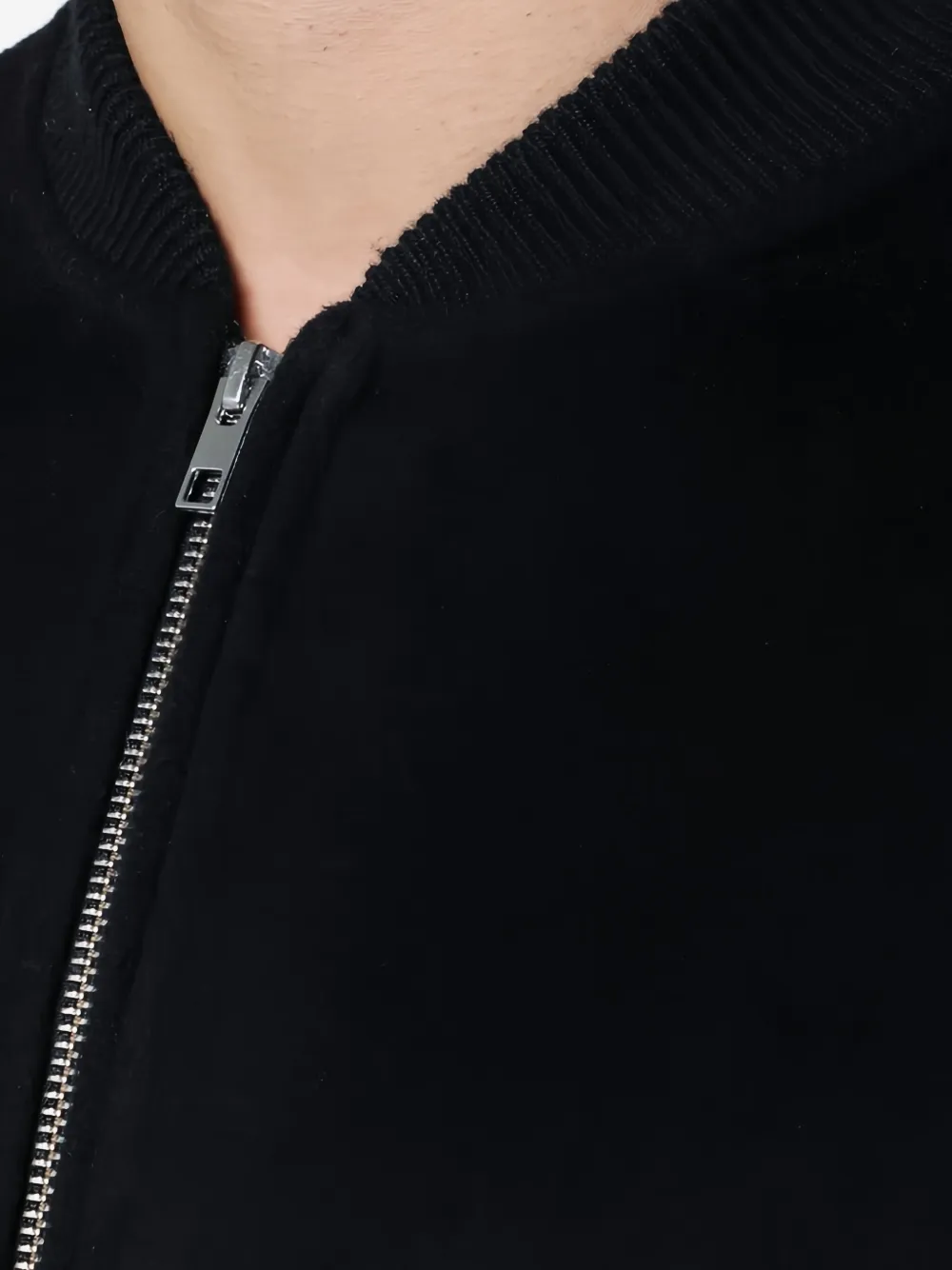 Soft Goat Black Wool And Cashmere Zip Cardigan In Black