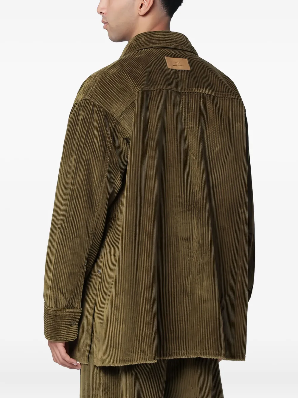 AMI Paris Ribfluwelen overhemd Groen