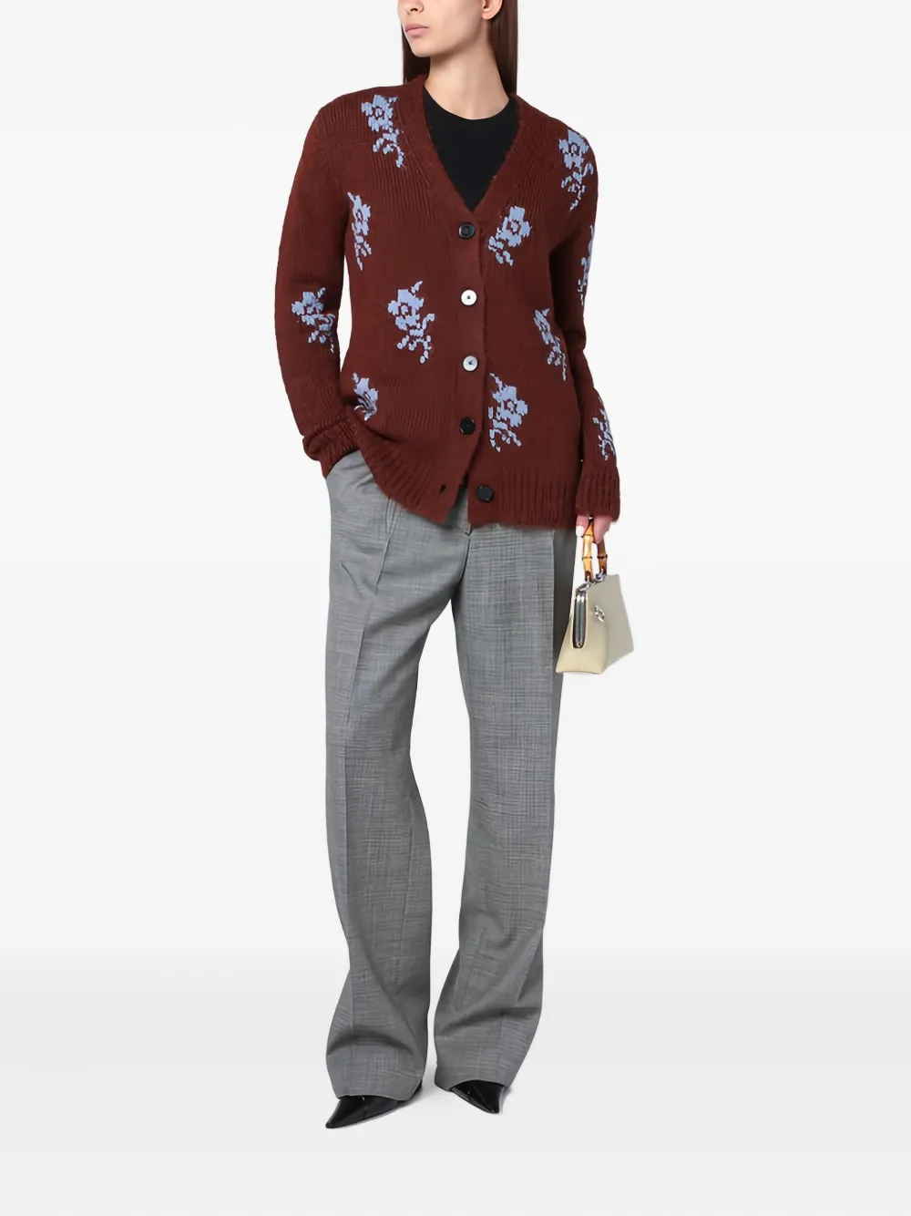 Jil Sander Vest met bloemenprint Bruin