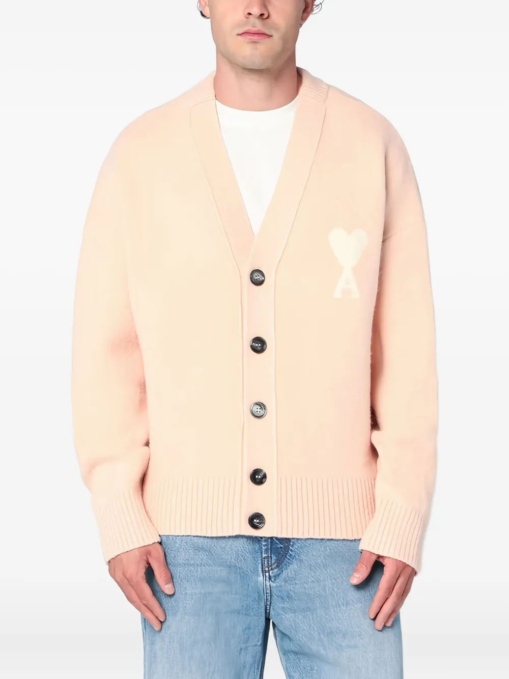 Ami Alexandre Mattiussi Ami De Coeur Cardigan In Neutral