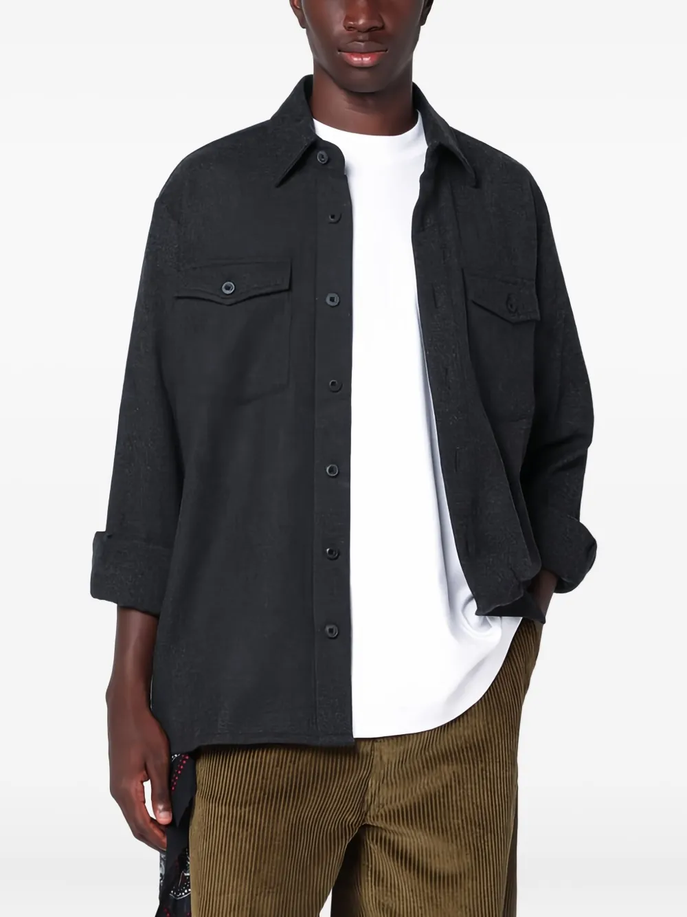 Destin Long Sleeve Pocket Shirt In Gray